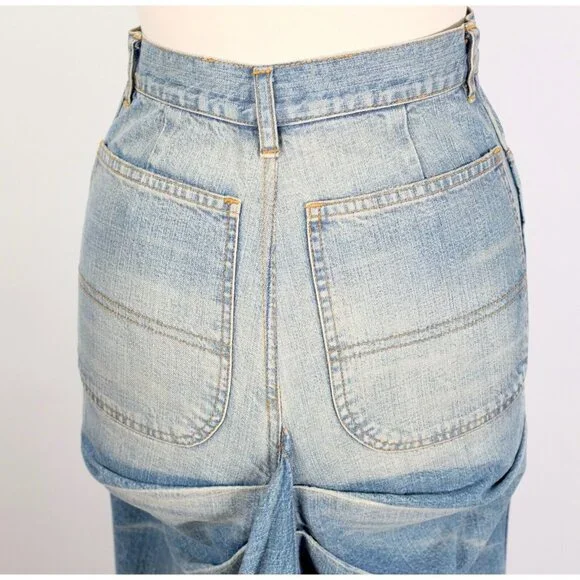 Ralph Lauren Collection long denim skirt sz 4 maxi train Spring 2003 - Picture 10 of 12